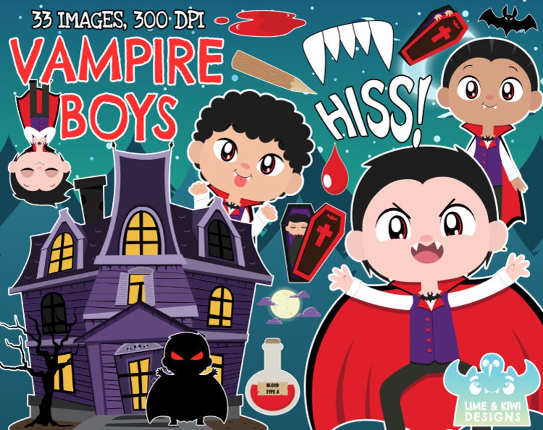 Vampire Boy Illustration Clipart for Halloween Designs