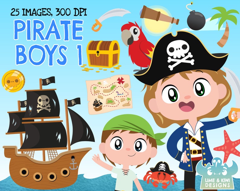 Pirate Boys 1 Clipart Instant Download Vector Art Etsy