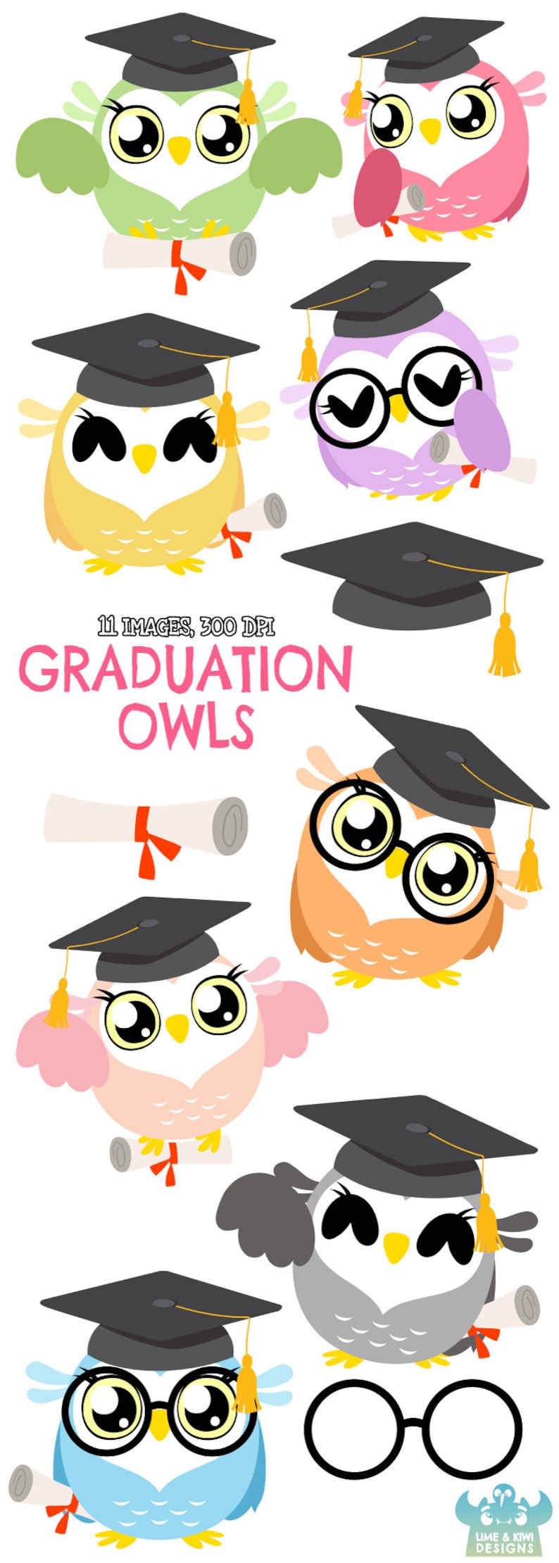 Download Graduation Owls Clipart Instant Download Vector Art | Etsy