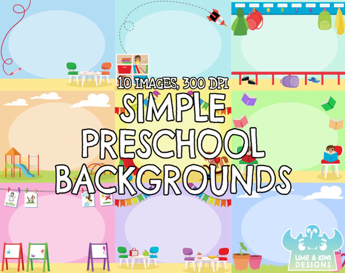 Simple Preschool Backgrounds Clipart Instant Download Vector Etsy