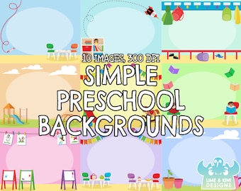 Simple Preschool Backgrounds Clipart, Instant Download Art, Commercial Use Clip Art, School, Playground, Painting, Garden, Frame