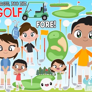 Golf clipart, Black and White, Digital Stamps, Sports, Golf court, Cute, Fore, Golf club, Golf ball, Flag, Golf pole, Golf cart, Golf buggy
