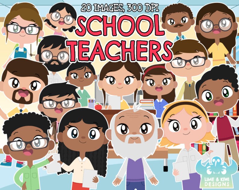 K&ouml;nnte beinhalten: Ein Set mit 20 Cartoon-Illustrationen von Lehrern. Die Lehrer sind vielf&auml;ltig und umfassen verschiedene Geschlechter, Altersgruppen und Ethnien. Die Illustrationen sind im farbenfrohen Cartoon-Stil gehalten und eignen sich perfekt f&uuml;r den Einsatz in Unterrichtsmaterialien.