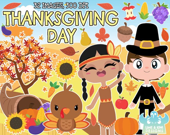 Thanksgiving Day Clipart Instant Download Pumpkin Harvest Etsy