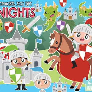 Ridders clipart, zwart-wit, digitale postzegels, zwaard, paard, schild, kasteel, sprookjesachtige, middeleeuwse, pantser, pantser, wapen, middeleeuwen