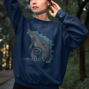 MHW X Inspired King of the Monsters Sweatshirt | King of the Monsters Sweatshirt | MHW Zilla Crossover Sweatshirt | Retro Kaiju Stuff