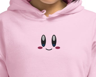 Embroidered Kawaii Puffball Hoodie | Pink Gamer Anime Aesthetic