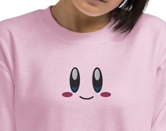 Pink Puffball Embroidered Sweatshirt: Kawaii Pastel Gaming Gift