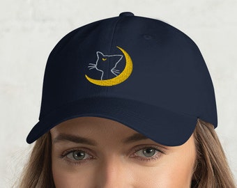 Geïnspireerd geborduurd Sailor Luna Hat | Maan Luna Hoed | Leuke Anime-hoed | Leuke cadeaus | Kawaii Anime-cadeaus | Matroos Luna Cat geschenken