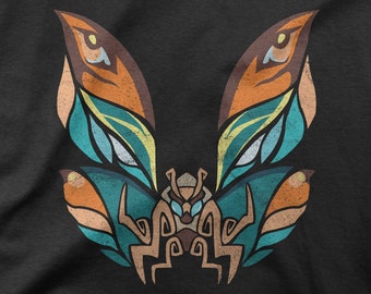 MHW X Inspired Mothra Shirt | King of the Monsters Shirt | Monster Hunter Mothra Crossover Shirt | Vintage Kaiju | Kaiju Retro Tees