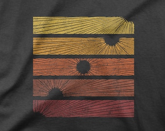 Vintage Sunset Phases Shirt: Sun Gradient Art Tee