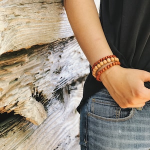 Wooden Beaded Bracelets, Bead Bracelet, Boho Bracelet, Stretchy Bracelet, Brown Bracelet, Stackable Bracelets, Trendy Wood Bracelet.