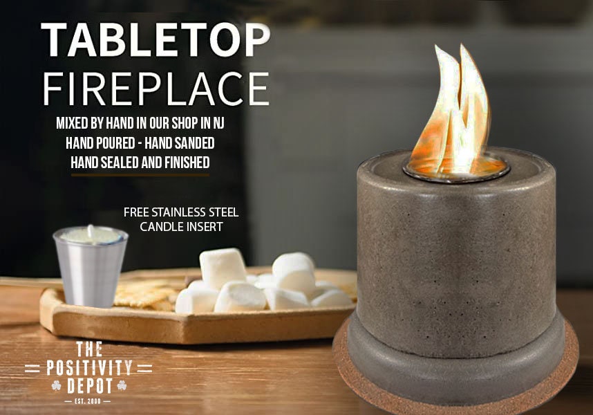 Tabletop Concrete Fireplace With Free Stainless Steel Candle - Etsy