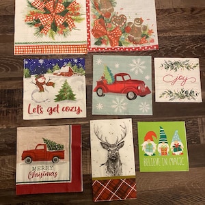 Christmas napkin bundle, decoupaging napkins, set of 8 napkins for crafting
