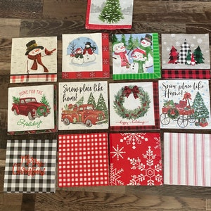 Christmas napkin bundle, decoupaging napkins, set of 13 napkins for crafting