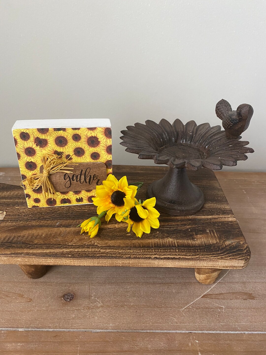 Sunflower Shelf Sitter, Tiered Tray Decor, Autumn Accents, Fall Decor ...