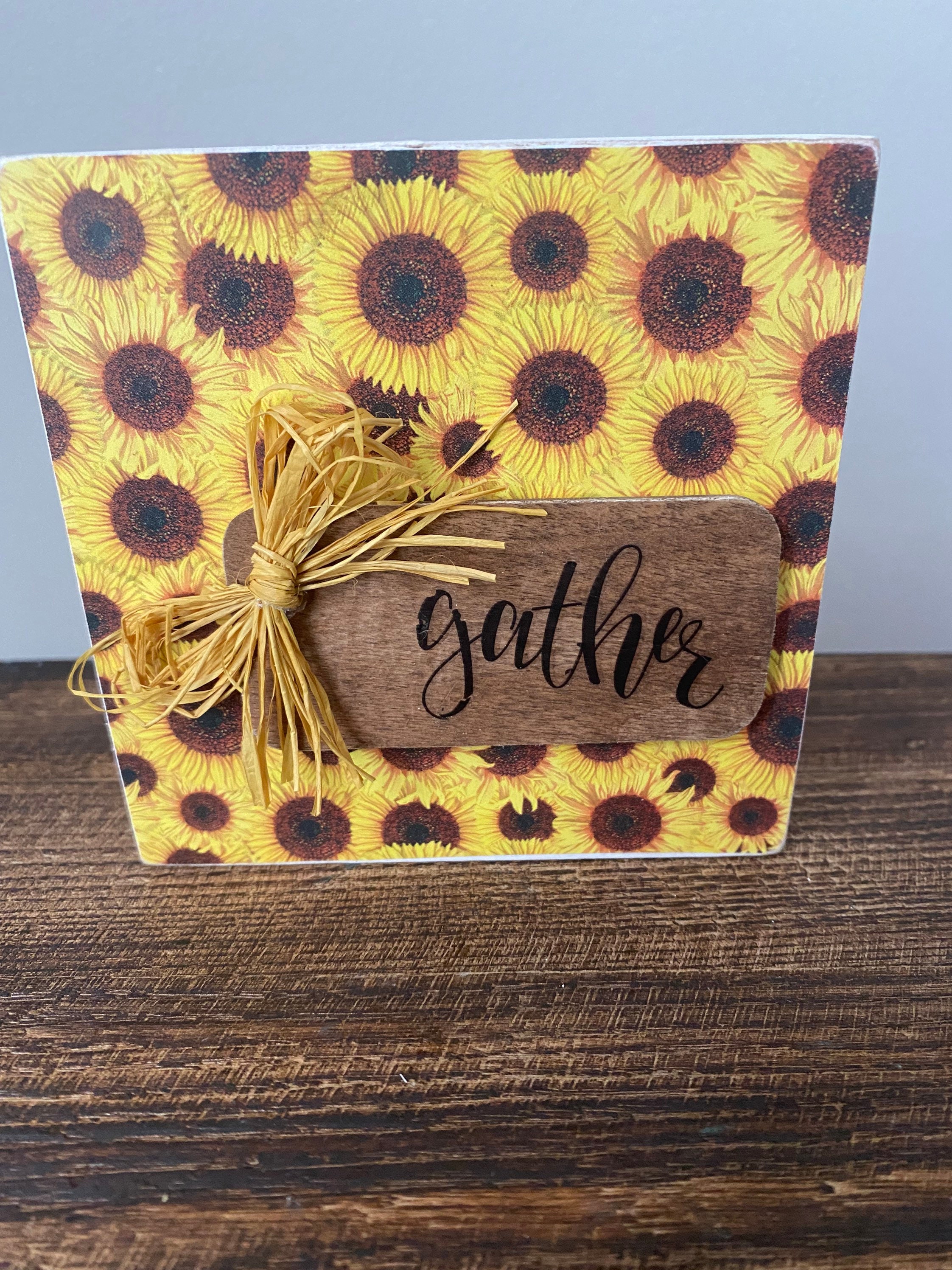 Sunflower Shelf Sitter, Tiered Tray Decor, Autumn Accents, Fall Decor ...