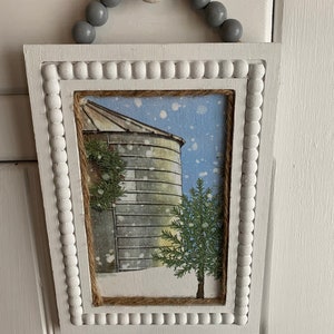 Winter silo wall hanger, winter shelf sitter, winter decor, Christmas decor, silo shelf sitter, wall decor, farmhouse decor