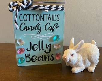 Easter jelly beans shelf sitter, candy cafe shelf sitter, Easter decor, spring decor, farmhouse decor, tiered tray decor