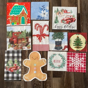 Christmas napkin bundle, decoupaging napkins, set of 11 paper napkins for crafting