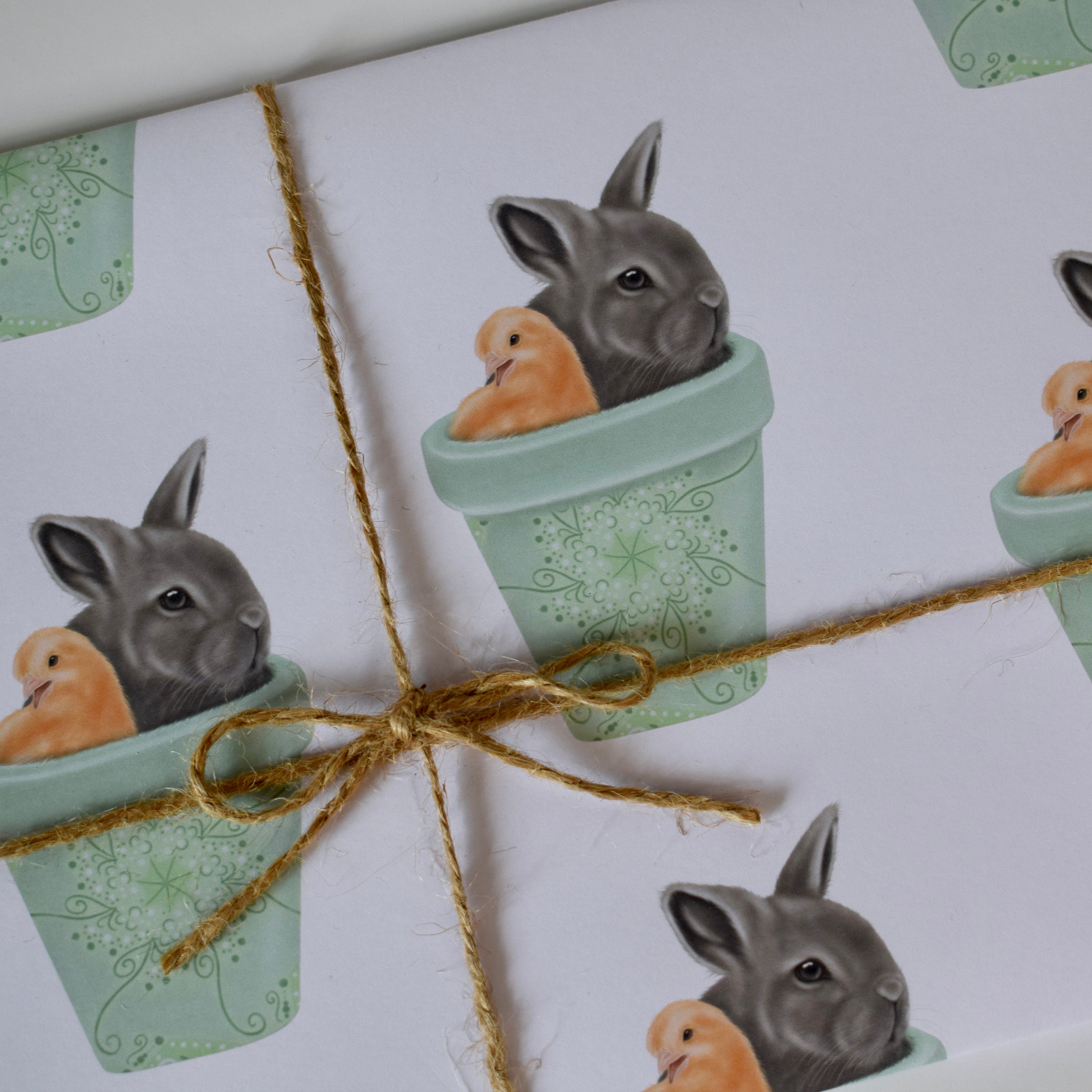 Rabbit Wrapping Paper Chick Wrapping Paper Bunny Cute Etsy