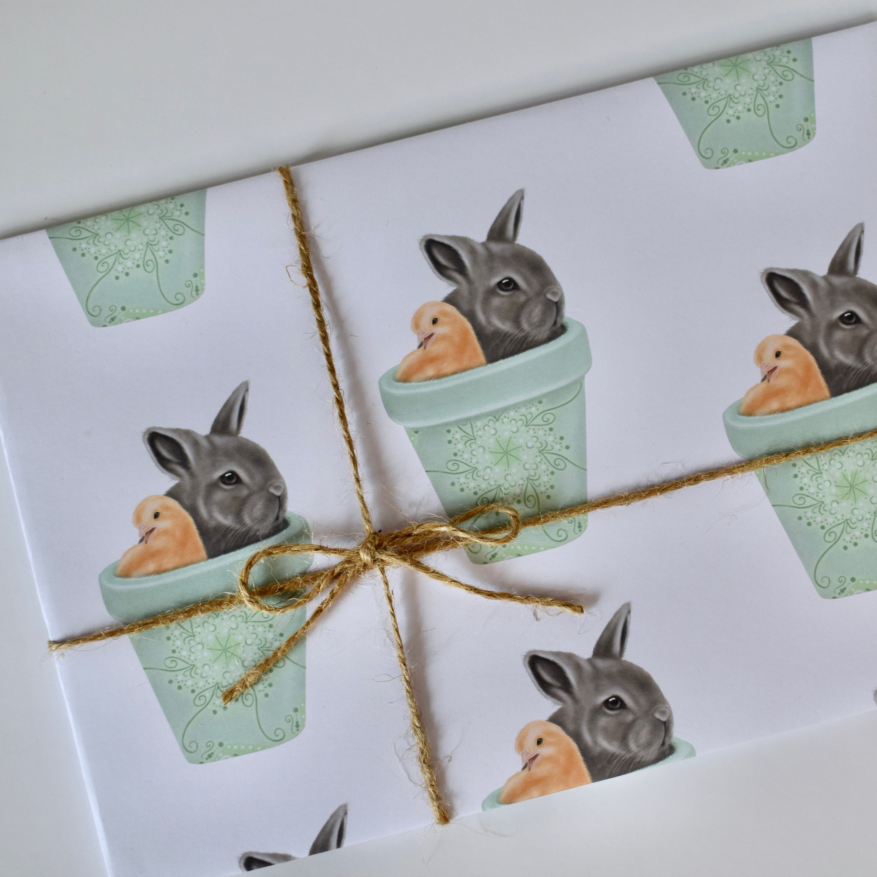 Rabbit Wrapping Paper Chick Wrapping Paper Bunny Cute Etsy