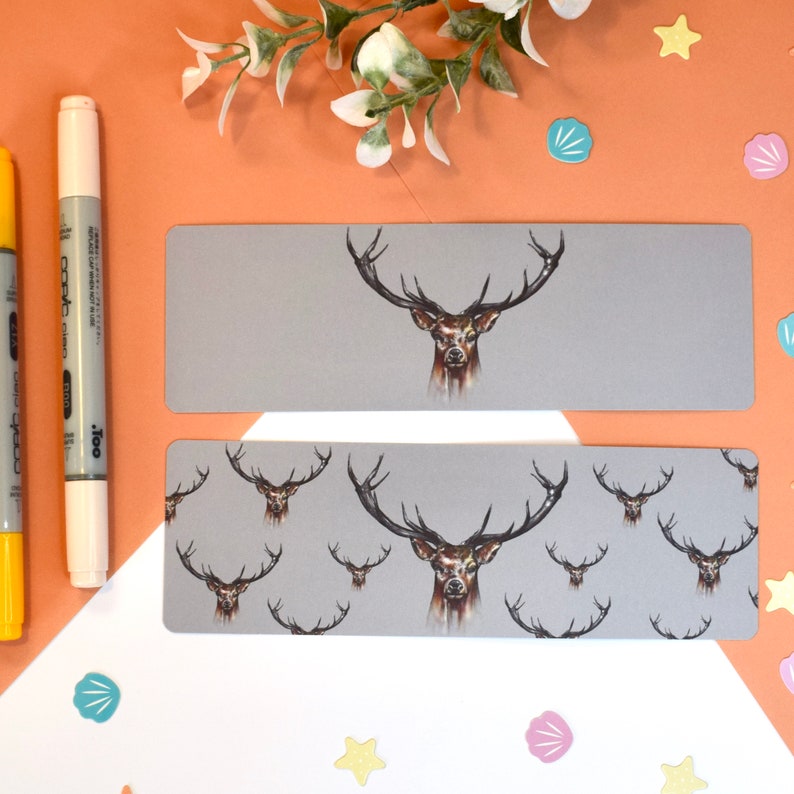 Stag Bookmark Stags Head Gift Red Deer Stationary Animal Etsy