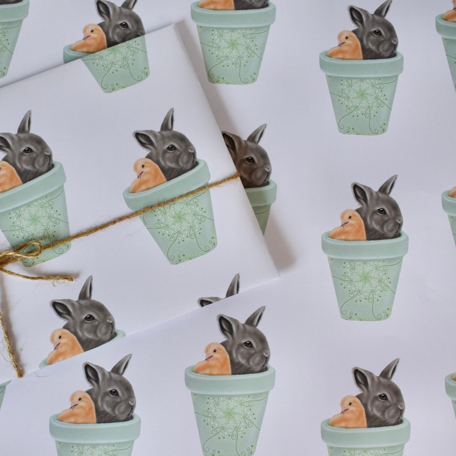 Rabbit Wrapping Paper Chick Wrapping Paper Bunny Cute Etsy