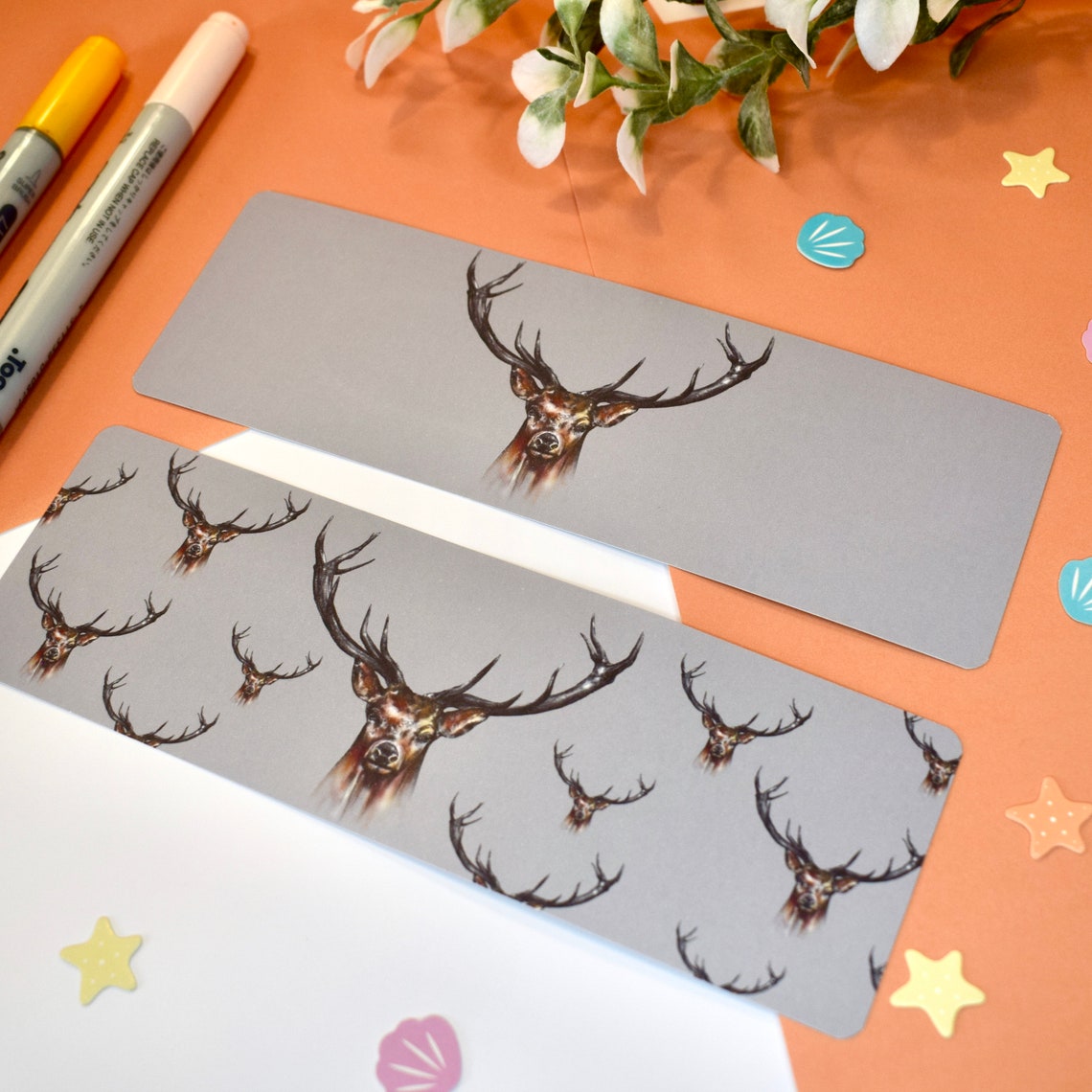 Stag Bookmark Stags Head Gift Red Deer Stationary Animal Etsy