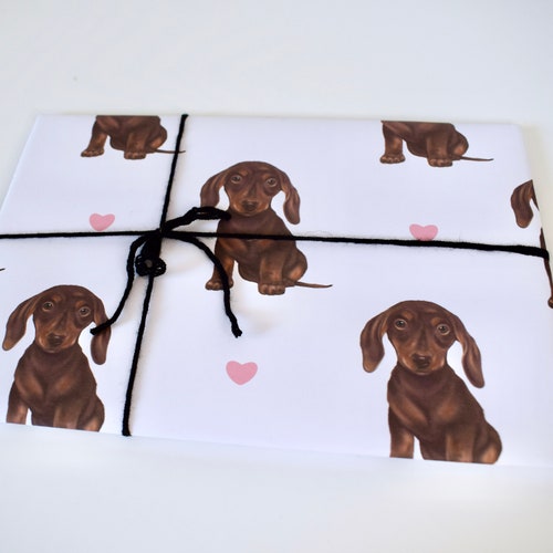 Daschund Wrapping Paper and Gift Tag, Dash Gift Wrap, Animal Wrapping Paper, Customisable Wrapping Paper, Dog Gift Wrap, Dog Wrapping