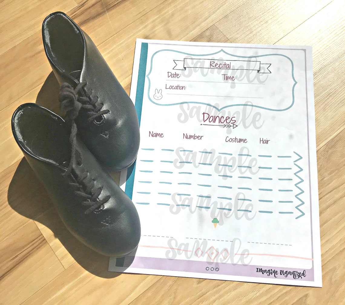 Dance Organizer Pages Printable Dance Schedule Etsy