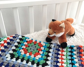 Crochet Baby Blanket in Fox and Sky