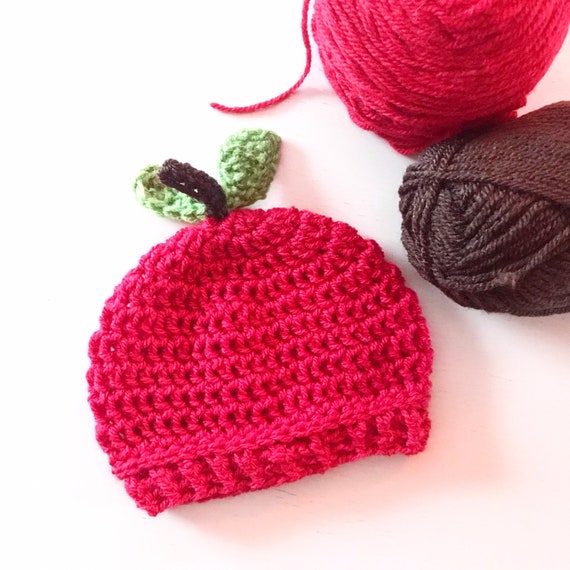 Crocheted Baby Apple Hat | Etsy Ireland