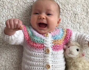Baby Pastel Rainbow Yoke Cardigan