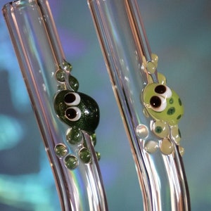 Set of 2 Frog Glass Drinking Straws