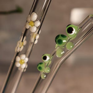Glass Straw Set - Mama + Baby Turtle and Swirl of Flowers