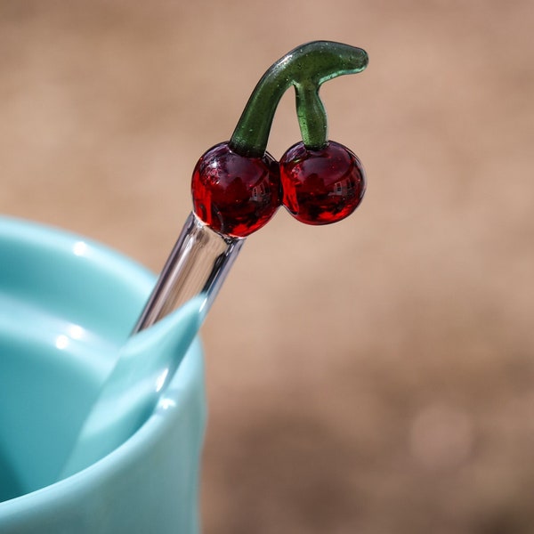Cherry Glass Stir Stick
