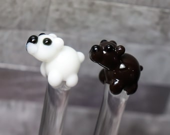 Tiny Bear Glass Stir Stick