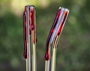 Blood Drips Glass Drinking Straw