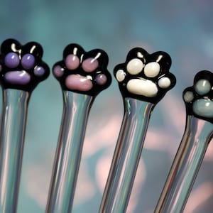 Borosilicate Glass Stir Sticks - Cat Paw Print