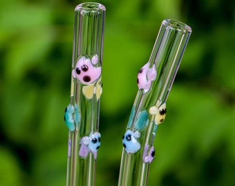 Pastel Ghost Swirl Borosilicate Glass Drinking Straws