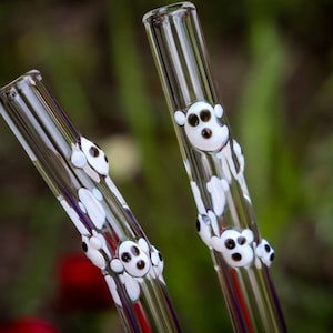 Swirl of Ghosts Glass Drinking Straw with Carrying Case and Brush image 1