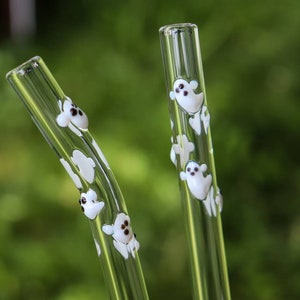 Swirl of Ghosts Glass Drinking Straw with Carrying Case and Brush image 3