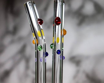 Borosilicate Glass Straw with Swirl Dots