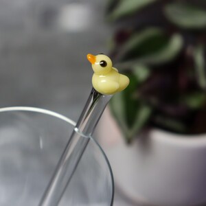 Baby Duck Glass Straw & Stir Stick image 2