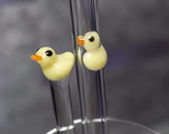 Baby Duck Glass Straw & Stir Stick