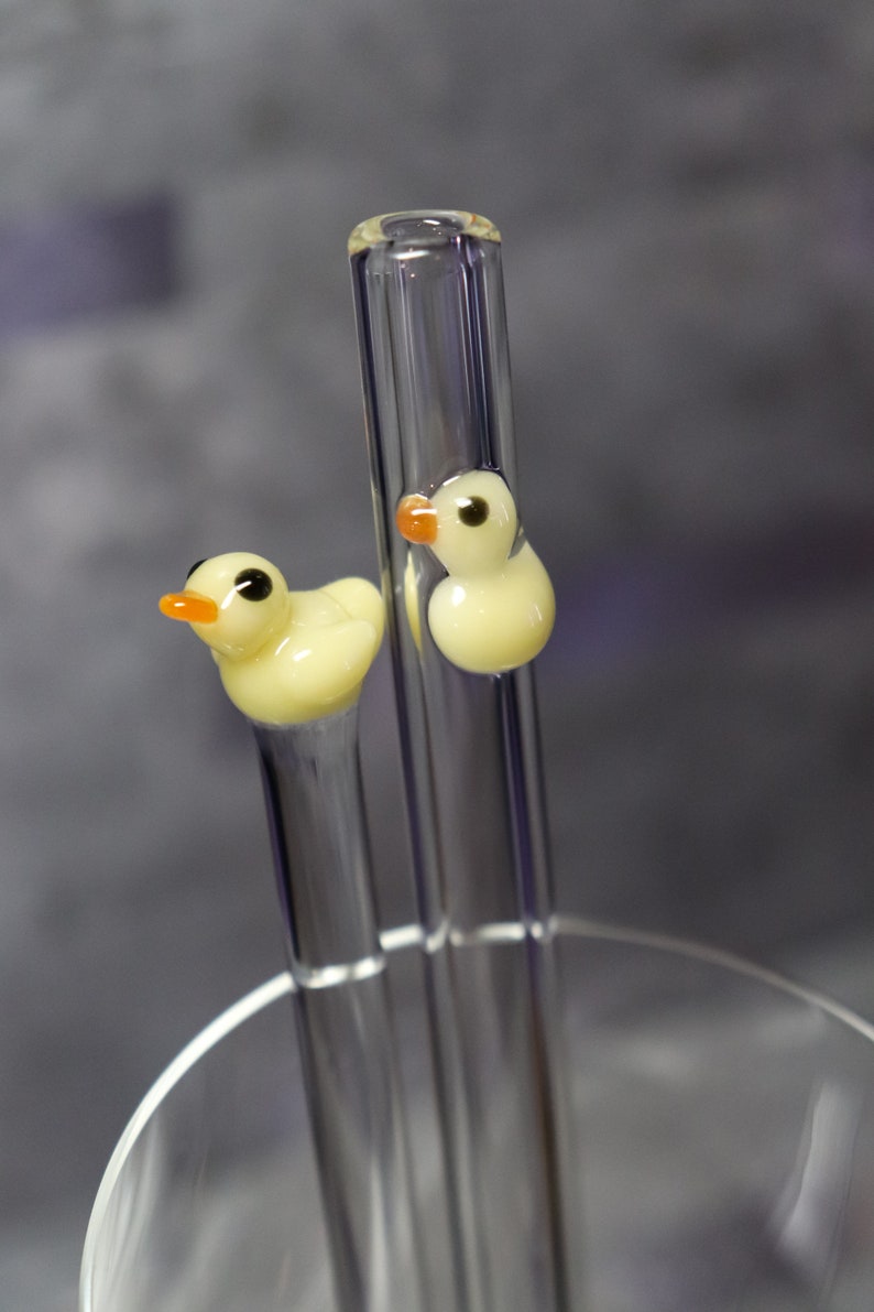 Baby Duck Glass Straw & Stir Stick image 1