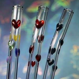 Swirl of Hearts Glass Drinking Straw