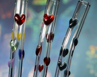 Swirl of Hearts Glass Drinking Straw