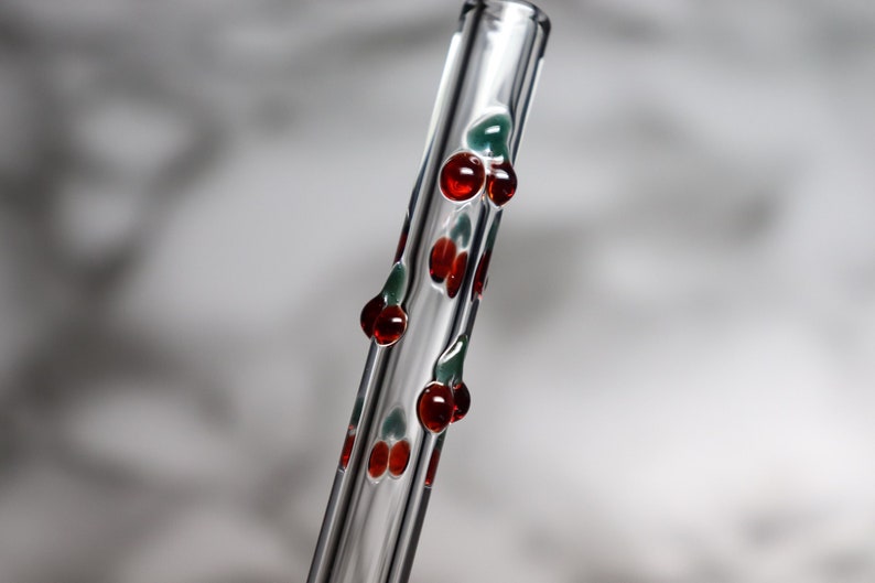 Swirl of Cherries Glass Straw image 1